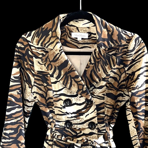 Vintage MaxMara Leopard Print Trench Coat - Picture 7 of 14